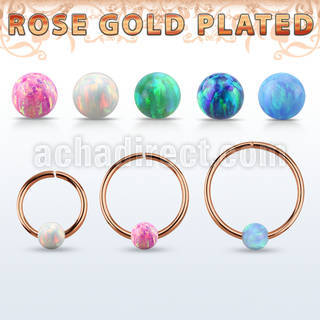 rsselo22 rose gold silver seamless ring, 22g w 3mm opal ball