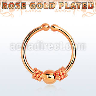 rssep12c rose gold silver fake septum ring w balinese wire ball