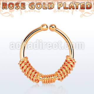 rssep12e rose gold plated silver fake septum ring w 3 ropes