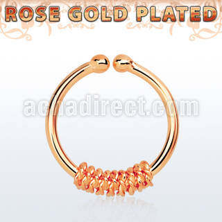 rssep12i rose gold plated silver fake septum ring w a thick rope