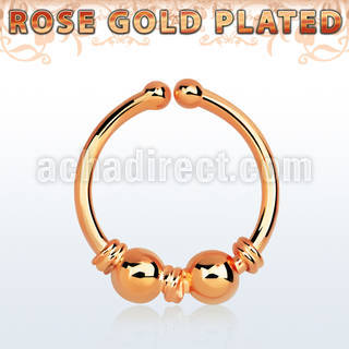 rssep12l rose gold plated silver fake septum ring w ball wire