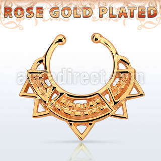 rssepd10 rose gold silver fake septum ring w wide engraved indian
