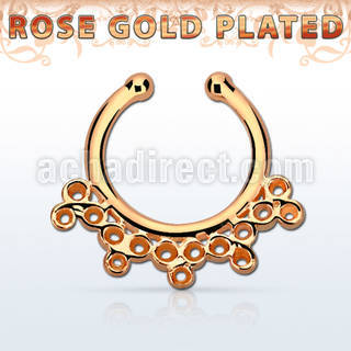 rssepd5 rose gold silver fake septum clicker in elaborate indian
