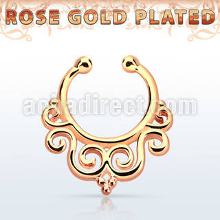 rssepd7 rose gold silver fake septum clicker decorated indian 