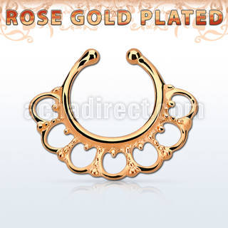 rssepd8 rose gold silver fake septum clicker in a wide indian 