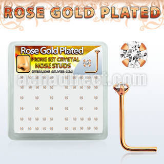 rssp14xc caja display piercing nariz l plata esterlina 0 6mm oro rosa cristal claro redondo 2mm distribuidor mayorista