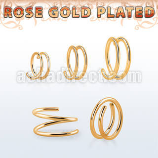 rsspr20 silver spiral nose ring, 20g w 18k rose gold plating