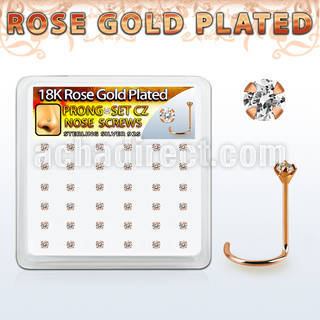rswz2xc box w rose gold plated silver nose screws w set 2mm cz
