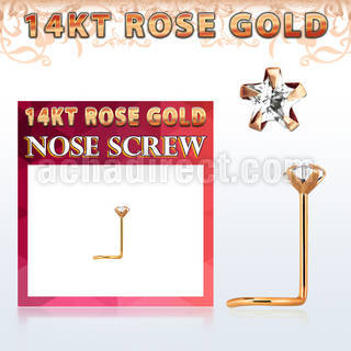 rszsc1 14kt rose gold nose screw w a 3mm star shaped cz
