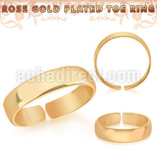 rt527 rose gold plated silver adjustable toe ring plain