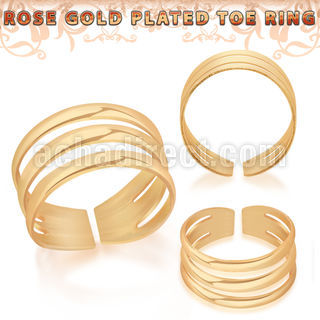 rt564 rosegold plated silver adjustable toe ring three bands
