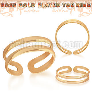 rt796 rose gold plated silver adjustable toe ring two bands