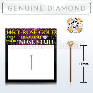 rydb1 14kt rose gold bend it yourself nose stud w diamond