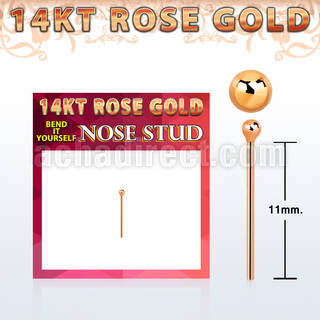 rysb1 14k rose gold bend it yourself nose studs w ball top