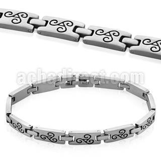 sb208 high polished steel bracelet with engraved triskele