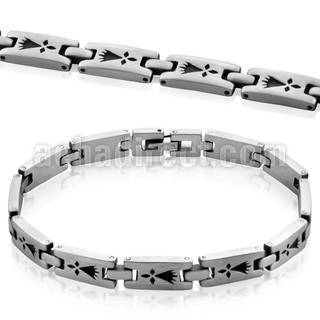 sb209 high polished steel bracelet with engraved hermine