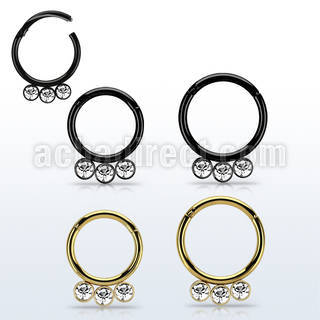 seght16f anodized steel hinged segment ring 16g  w crystals