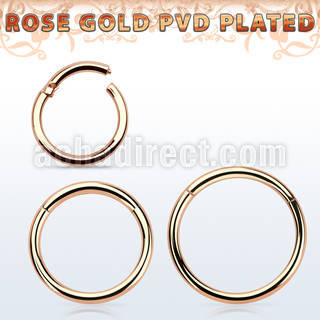 seghtt16 rose gold pvd plated steel hinged segment ring, 16g