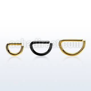 seltd16 pvd plated 316l steel d shaped seamless ring, 16g