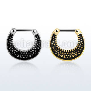 sepf16 black plated septum clicker w a 316l steel closure bar