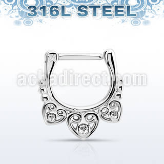 sepu16 high polished 316l steel septum clicker w celtic design