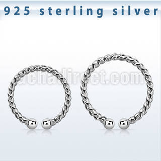 silver clip on nose hoop w twisted wire design