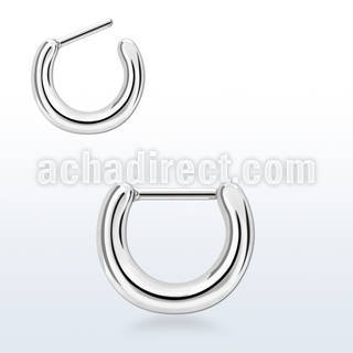 silver plated septum clicker in plain design w steel bar