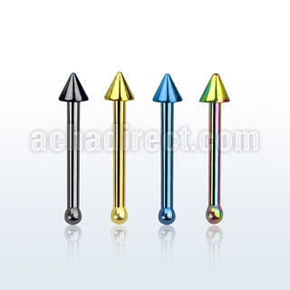 sncnt anodized 316l steel nose bone with 2mm cone shaped top