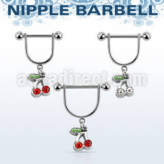 snpod15 316l steel nipple stirrup w crystal cherry