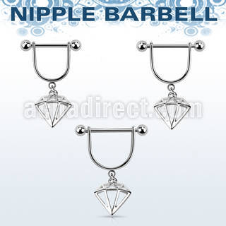 snpod5 316l steel nipple stirrup w plain diamond symbol