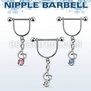 snpoz4 316l steel nipple stirrup w musical note w cz stone