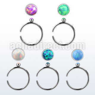snr2op 316l steel nose ring w round top synthetic opal