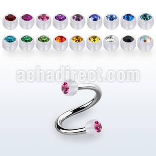 spajb5 steel spiral w 5mm bio flex balls w bezel set crystals