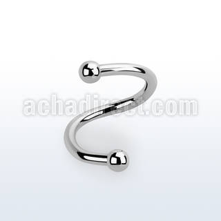 spb3 surgical steel spiral twister w two 3mm balls
