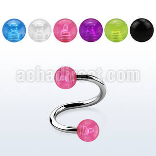 spbuv 316l steel spiral with acrylic uv reactive bubble balls