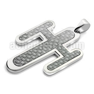 spd86 stainless steel cross pendant with carbon fiber inlay