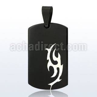 spdk5 black stainless steel dog tag pendant w cut out tribal