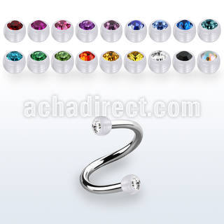 speajb3 steel spiral w 3mm bio flex balls w bezel set crystals