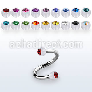 speajb4 steel spiral w 4mm bio flex balls w bezel set crystals
