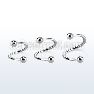 speb25 surgical steel eyebrow spiral with two 2 5mm balls