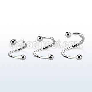 speb 316l steel eyebrow spiral 1 2mm with two 3mm balls