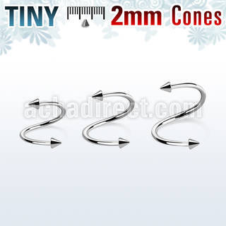 specn2 surgical steel eyebrow spiral with two 2mm cones