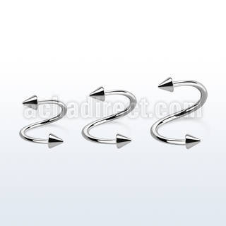 specn 316l steel eyebrow spiral with two 3mm cones