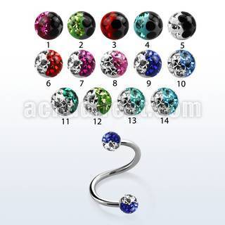 spefr3e eyebrow lip 316l steel spiral with ferido 2 color ball