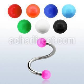 spesab 316l steel eyebrow spiral with 3mm solid acrylic balls