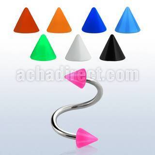 spesacn 316l steel eyebrow spiral with 3mm solid acrylic cones