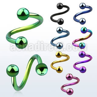 spetb premium pvd 316l steel eyebrow spiral with two 3mm balls