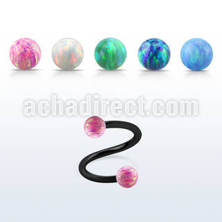 spetop3 anodized 316l steel spiral w 3mm synthetic opal balls