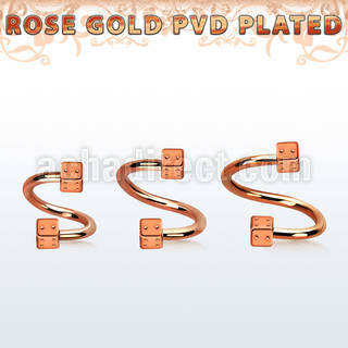 spettdi rose gold steel eyebrow spiral w 2 3mm dices