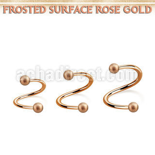 spettfo3 rose gold plated steel spiral w 3mm frosted steel balls